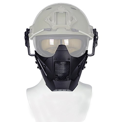 Casco táctico con máscara de malla de media cara, protección ajustable para Airsoft Paintball CS [OFERTAS]