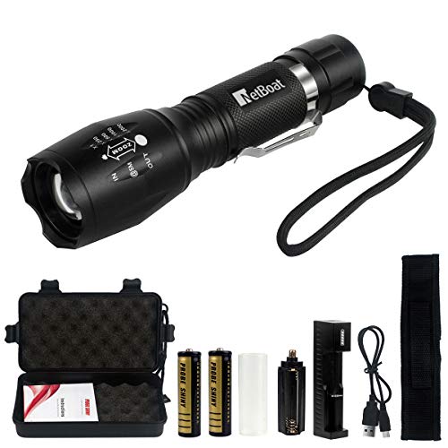 Linterna LED Recargable 1000Lumen Alta Potencia T6 de enfoque ajustable portátil resistente al agua Camping linterna 5 Modo de luz, 2 x Batería incluidas,Carga USB,Perfecta para Ciclismo,Montañismo [OFERTAS]