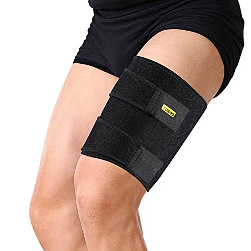 Yosoo – Protección de neopreno para muslo (apta para pierna izquierda o derecha, diseño unisex), color negro [OFERTAS]