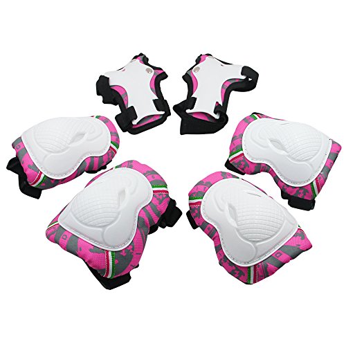 Protecciones Infantiles Niñas Skate Bicicleta Monopatín, Rodilleras Niñas con Coderas y Muñequeras (Rosa) [OFERTA FINALIZADA]