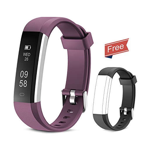 Pulsera Inteligente Reloj Deportivo Yuanguo Podómetro Monitor de Actividad,Monitor de Sueño Pulsera Cuenta Pasos y Calorias,Pulsera Deporte Impermeable con Pulseras de Repuesto para Mujer Hombr Niño (Morado) [OFERTAS]
