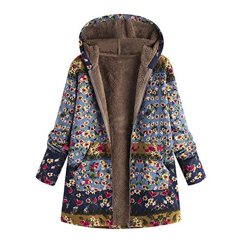 Abrigo Mujer Invierno Rebajas,EUZeo Mujeres Suelto algodón Caliente Impreso Bolsillos más Grueso Chaqueta con Capucha Outwear Túnica Ligera Sudadera con Capucha Ropa de Invierno Abrigo Parka [OFERTAS]