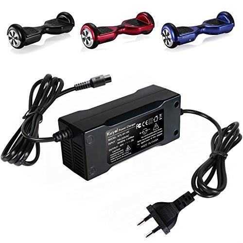 Kuyal 42V 2A Cargador Universal para Hoverboard, Scooter eléctrico de Dos Ruedas equilibrado, Adaptador de Corriente para patín con Conector en línea de 3 Polos [OFERTAS]