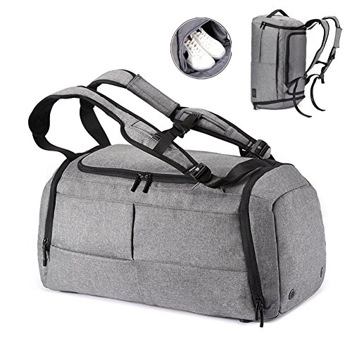 Asies Bolsa Duffels de Gimnasio Deporte y Viaje con Compartimento de Zapatos, Multiuso como Mochila, Bolsa de Hombro y de Mano, con Cerradura, Multibolsos Impermeable y Antirrobo de 40L [OFERTAS]