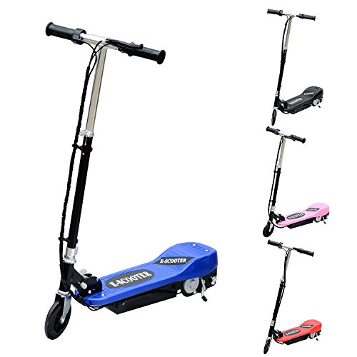 HOMCOM Patinete Plegable Eléctrico tipo Scooter con Manillar Azul Ajustable  Freno y Pie de Apoyo 120W Carga 50kg 81.5x37x96cm Azul