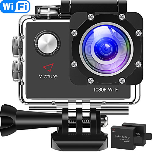 Victure Cámara Deportiva WiFi Cámara de Acción Full HD 1080P 12MP Sumergible Agua hasta 30m con Pantalla LCD de 2-Pulgadas 170 Gran Angular y Accesorios Multiples Ideal para Surf Buceo Escalada [OFERTAS]