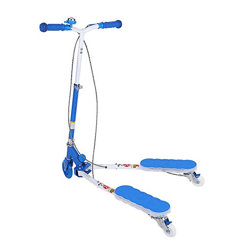 GOTOTOP Flicker Scooter, Patinete de tres ruedas con música y protector de doble pedales de freno plegable y ajustable BobbiBoard para niños [OFERTAS]