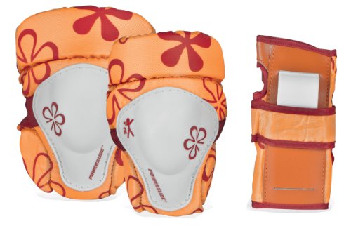 Powerslide 901111/1 – Juego de protectores articulares infantiles (talla XXS), diseño de flores, color naranja [OFERTAS]