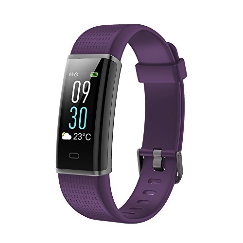 Vigorun Pulsera Inteligente IP68 Impermeable Fitness Tracker Deporte Rastreador de Actividad de Pantalla Colorida con Pulsómetro/Smart Podómetro SMS/SNS Alerta, para iOS y Android (Púrpura) [OFERTAS]