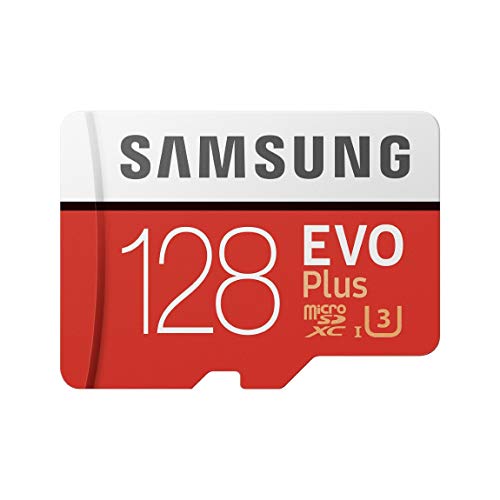 Samsung EVO Plus – Tarjeta de Memoria microSD de 128 GB con Adaptador SD, 100 MB/s, U3, Color Rojo y Blanco [OFERTAS]