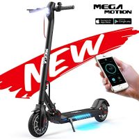 Mega Motion E- Scooter Portátil Patinete Eléctrico Plegable de 8.5 Pulgadas con Bluetooth, Velocidad de hasta 30 km / h, Pantalla LCD, Luces Traseras y Delanteras (Black) [OFERTAS]
