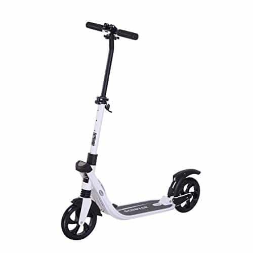 HOMCOM Patinete Plegable para Adultos y Niños más de 14 años Scooter con Manillar Altura Ajustable Tipo Monopatín con Freno Grandes Ruedas Carga 100kg 93.5x38x95-105cm [OFERTAS]